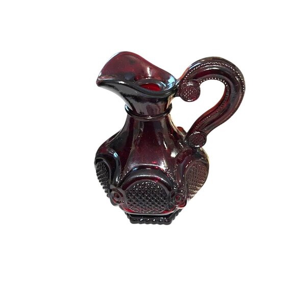 Vintage Avon 1876 Cape Cod Ruby Red Glass Creamer & Cordial Lot - Picture 3 of 3